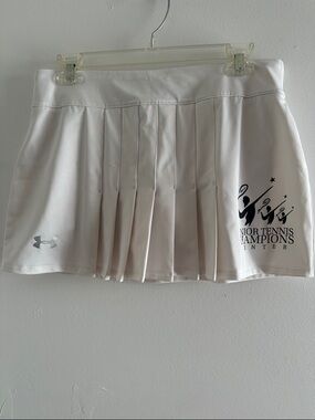 Under Armour White Pleated Skater Tennis Skirt with Logo Print
